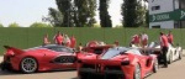 Quartet of Ferrari FXX K supercars at Imola sound perfect